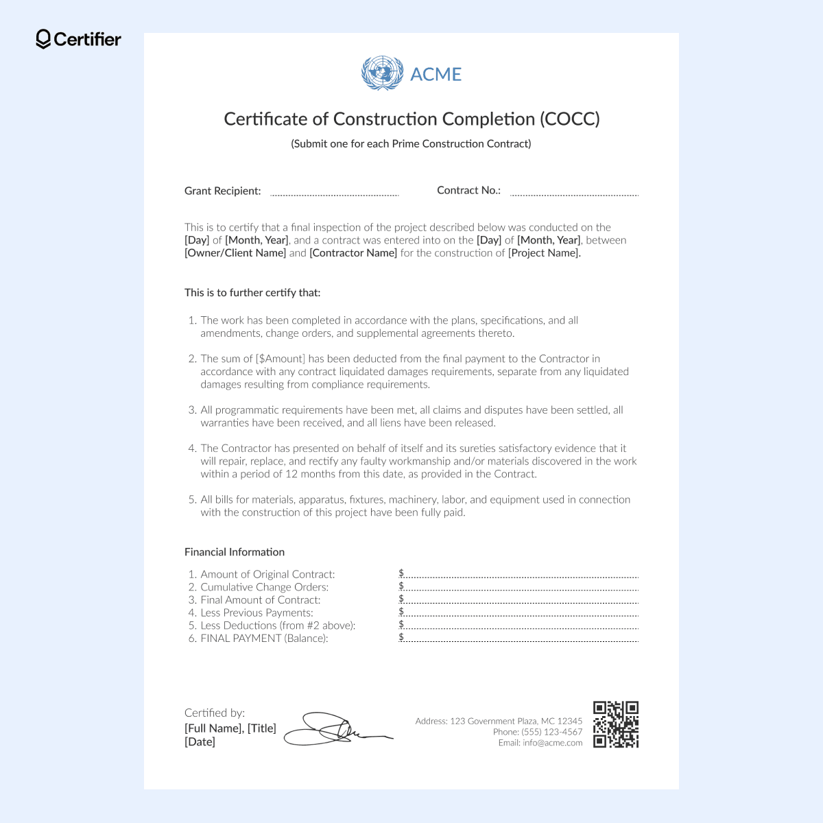 15 Construction Completion Certificate Templates