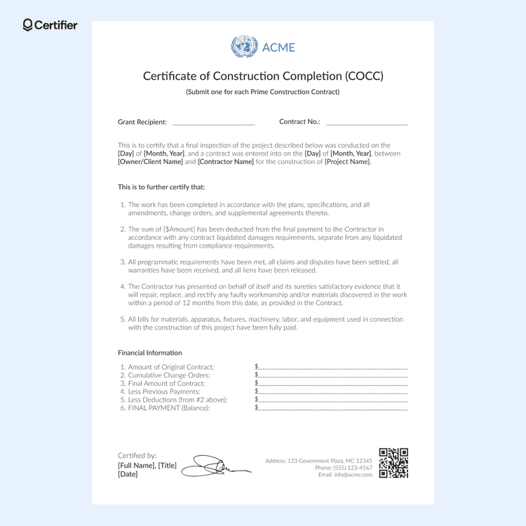 Contractor Completion Form.pdf 15 Construction Completion Certificate Templates