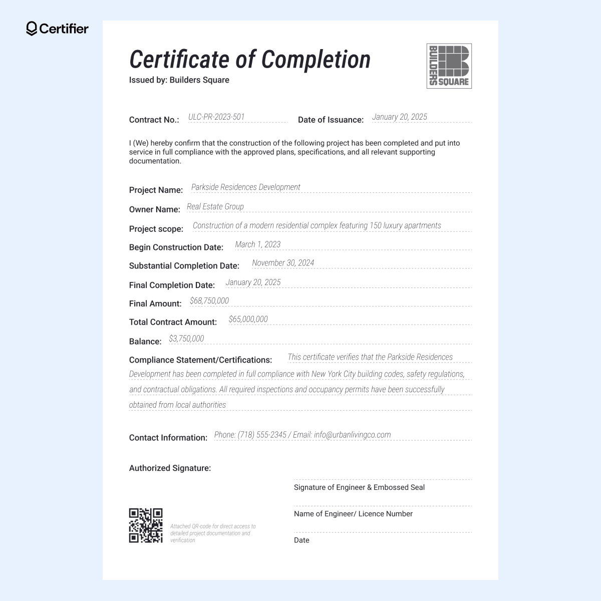 15 Construction Completion Certificate Templates