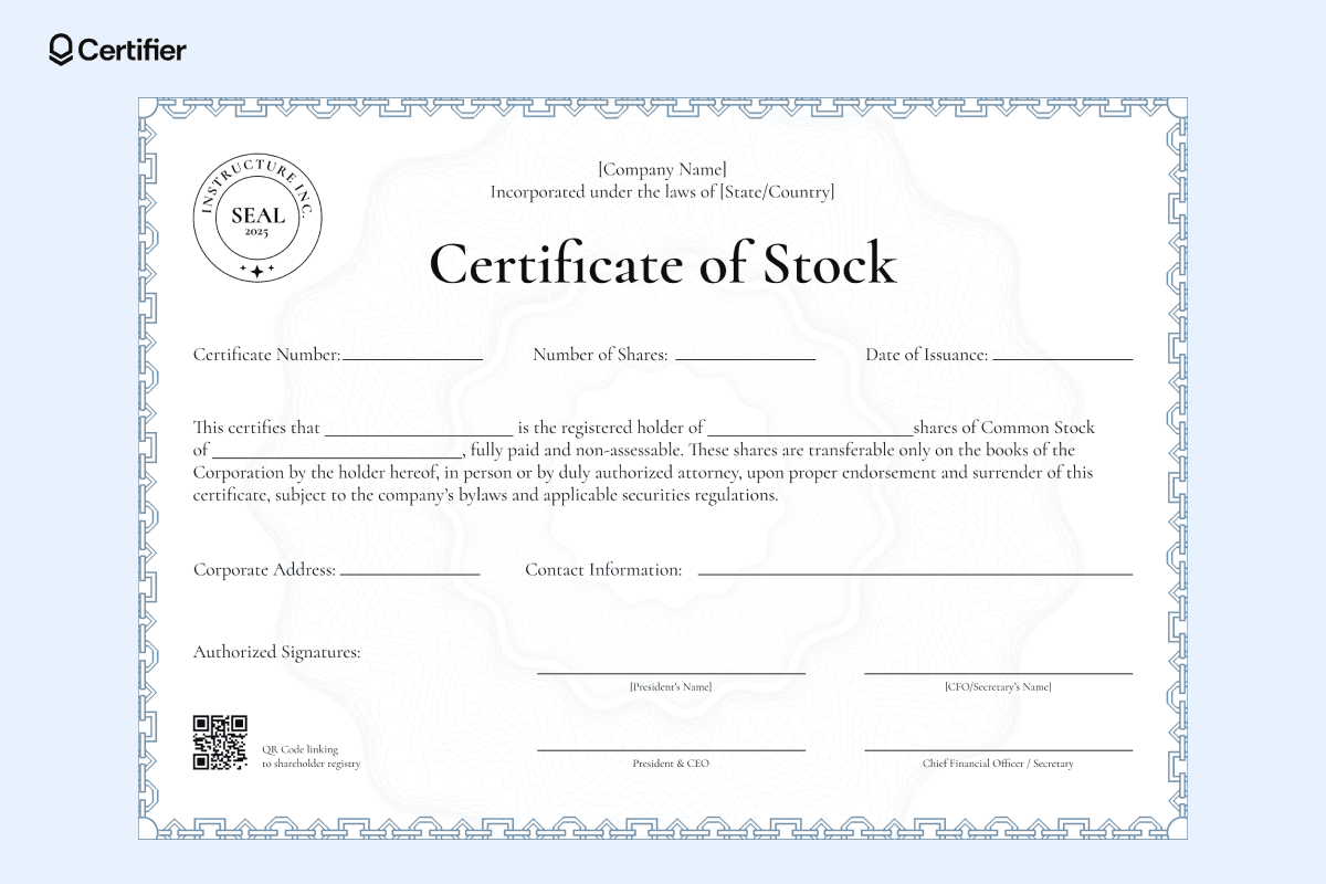 Image 8 for Stock Certificate Template Word