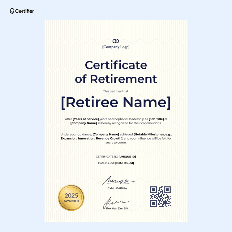 15 Editable Retirement Certificate Templates for Different Industries