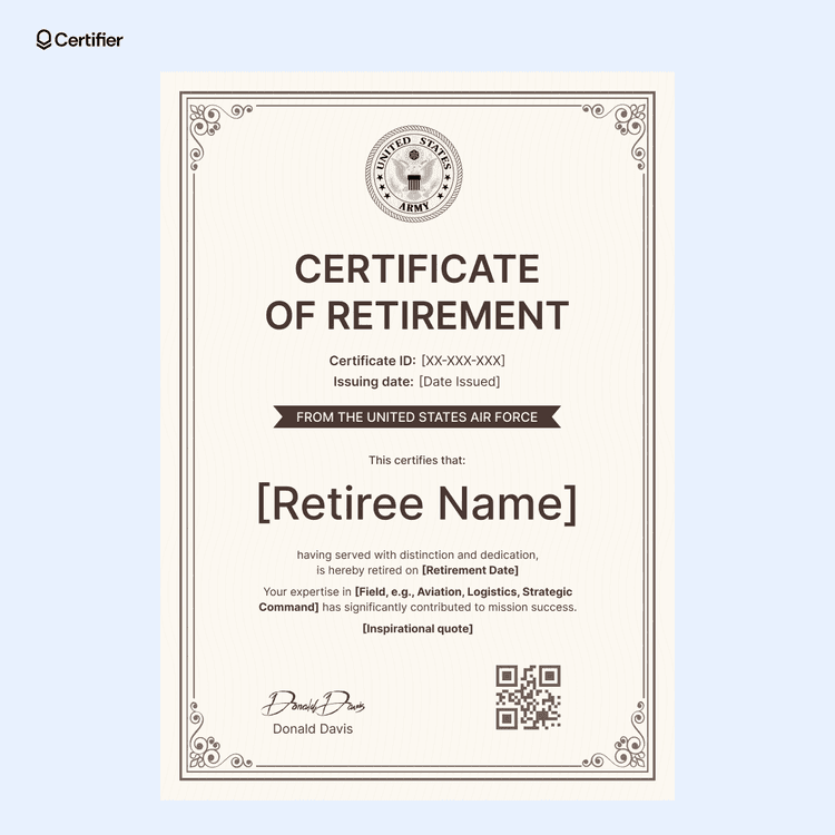 15 Editable Retirement Certificate Templates for Different Industries