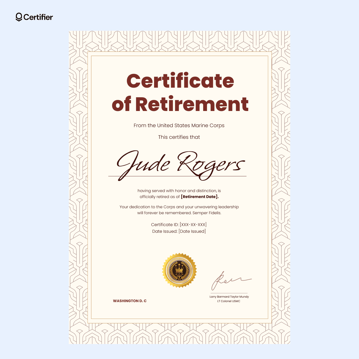 15 Editable Retirement Certificate Templates for Different Industries