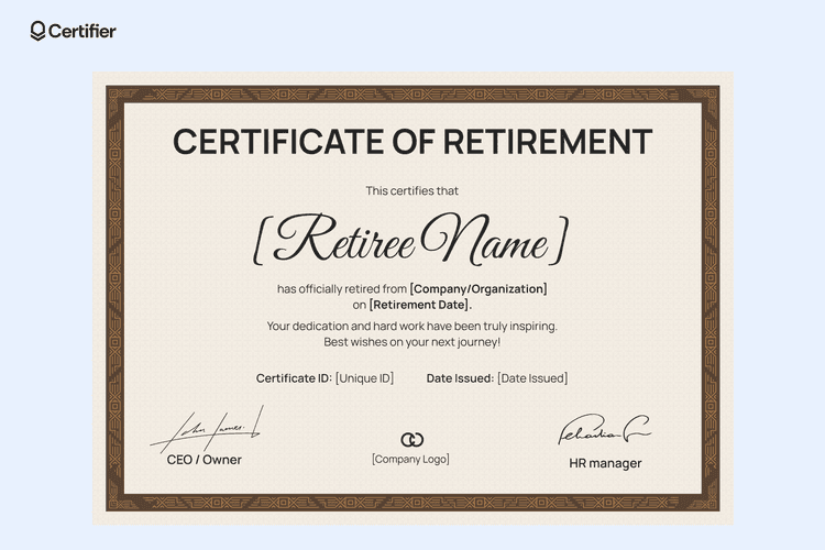 15 Editable Retirement Certificate Templates for Different Industries