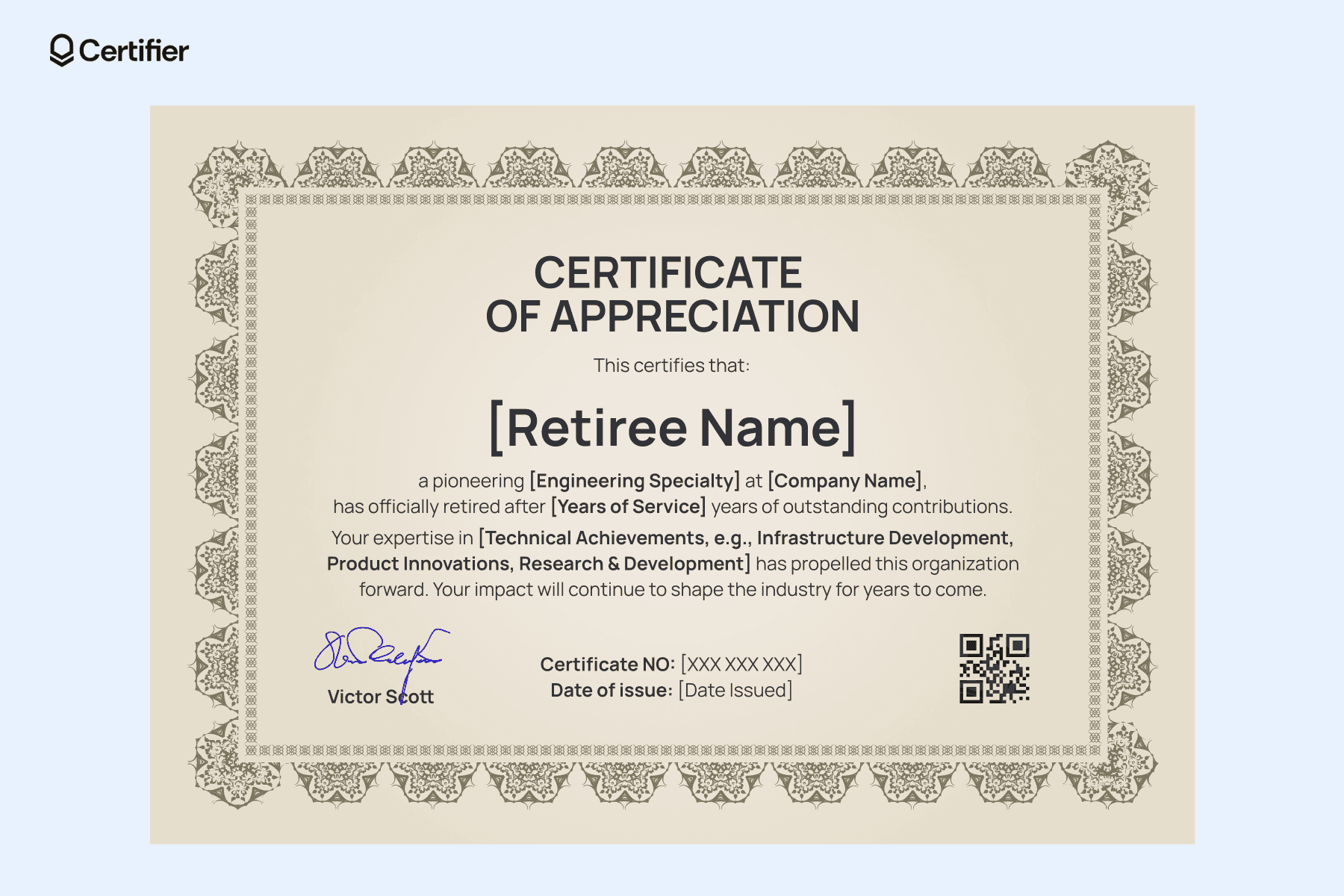 Image 6 for Retirement Certificate Template