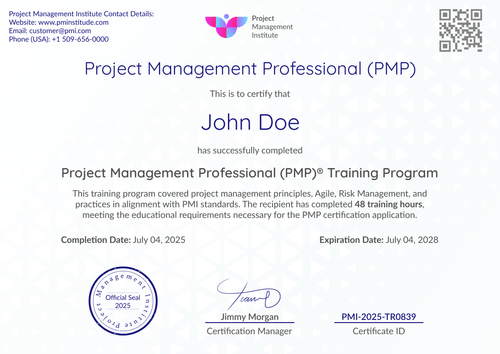 Free PMP Certificate Samples – Customizable to Edit Online