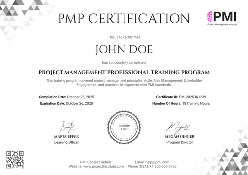Free PMP Certificate Samples – Customizable to Edit Online