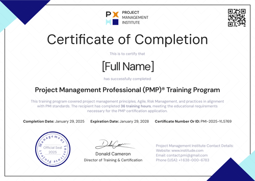 Free PMP Certificate Samples – Customizable to Edit Online