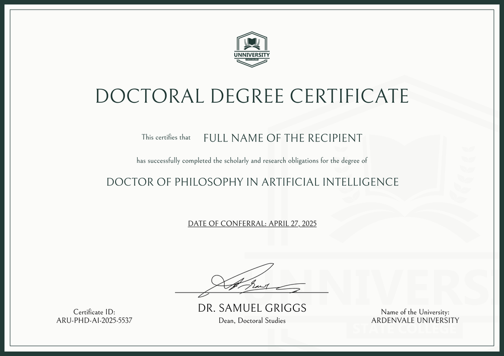 Professional and refined PhD certificate template