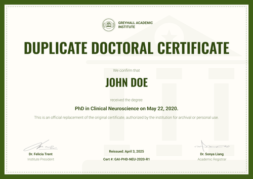 Image 1 for Doctorate Certificate Template
