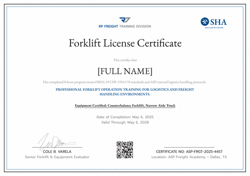 Forklift Certificate Template – Editable Online & PDF Download