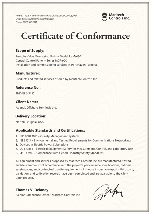 Conformance Set Certificate of Conformance Templates – Edit & Generate at Scale