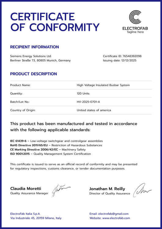 Certificate of Conformance Templates – Edit & Generate at Scale
