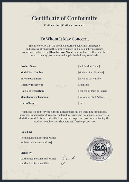 Certificate of Conformance Templates – Edit & Generate at Scale