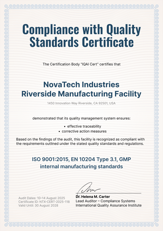 Certificate of Quality Templates – Free, Editable & Audit-Ready