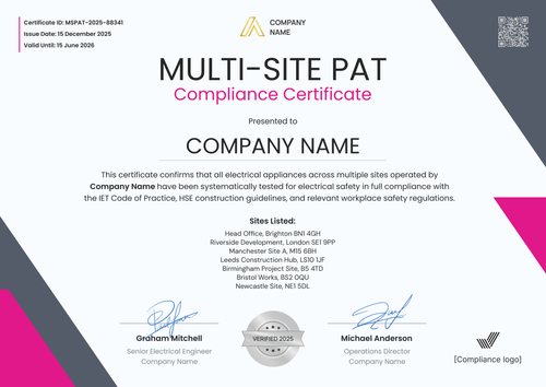 Pat Testing Printable Free PAT Testing Certificate Templates – Edit & Send