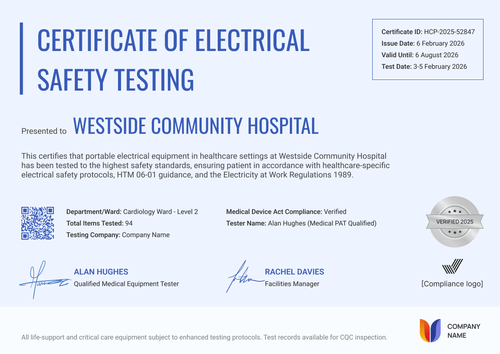 Pat Testing Printable Free PAT Testing Certificate Templates – Edit & Send