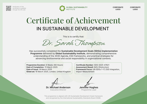Free Sustainable Development Certificate Templates